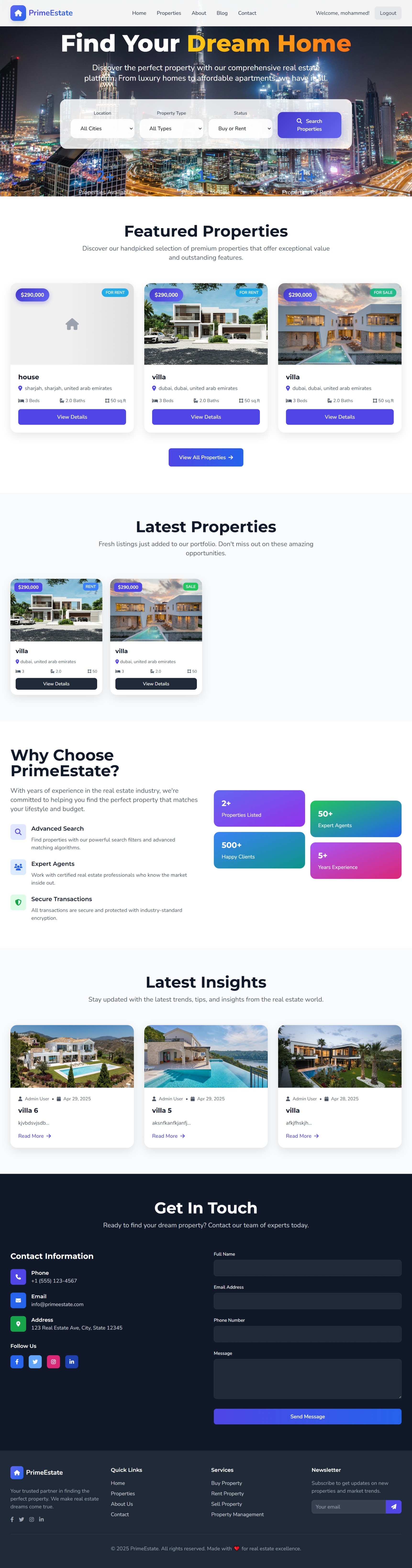 Gallery image for Real Estate Web Application